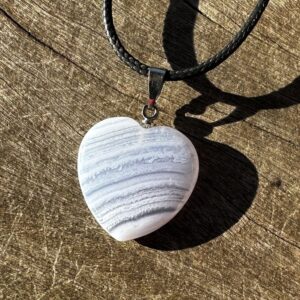 Blue Lace Agate Heart, Healing Stone Necklace with Positive Healing Energy! Blue Lace Agate Heart, Healing Stone Necklace with Positive Healing Energy!