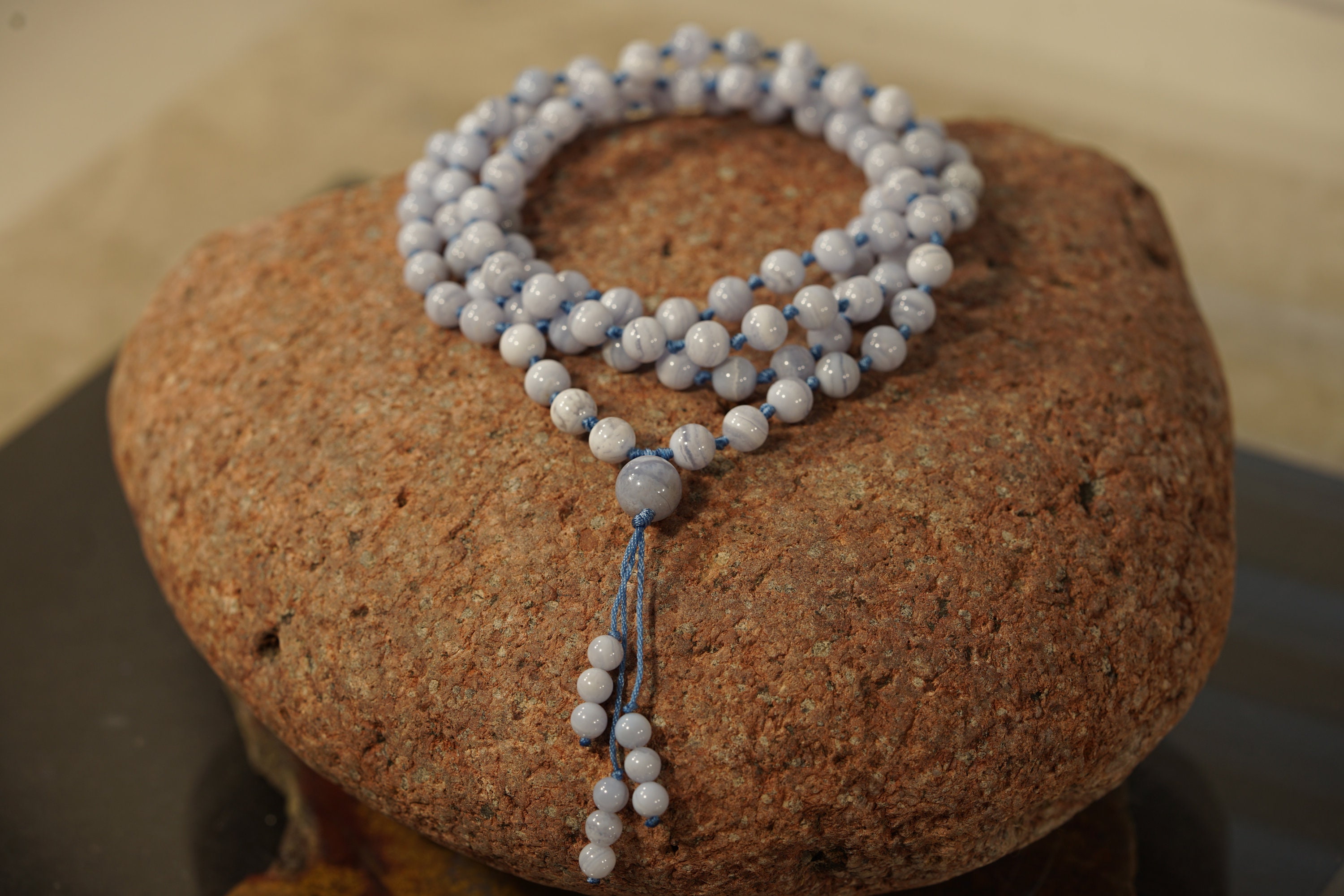 Blue Lace Agate Mala Necklace • Knotted Mala • Blue Lace Agate Necklace • 108+1 • Blue Lace Mala Beads • 5mm • 6mm • 7-8mm • Ag2981 Blue Lace Agate Mala Necklace • Knotted Mala • Blue Lace Agate Necklace • 108+1 • Blue Lace Mala Beads • 5mm • 6mm • 7-8mm • Ag2981