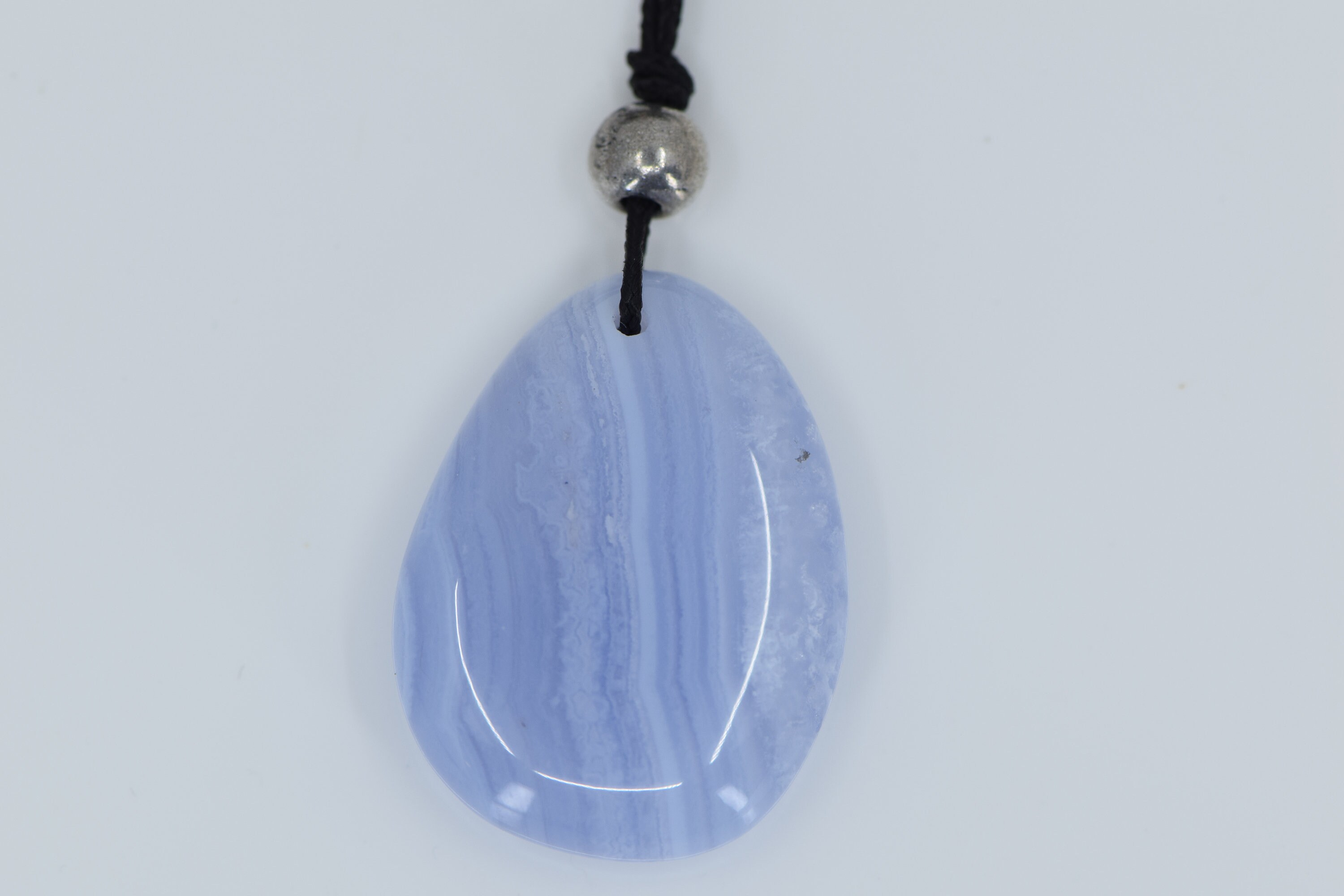Blue Lace Agate On Adjustable Cord Necklace