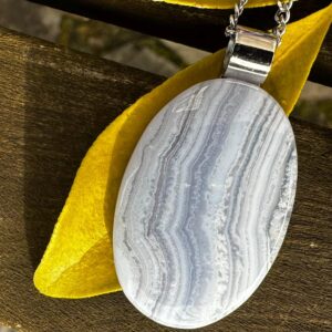 Unisex Blue Lace Agate Healing Stone Necklace! Unisex Blue Lace Agate Healing Stone Necklace!