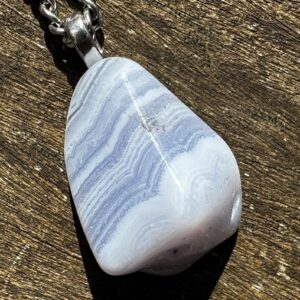 Unisex Blue Lace Agate Healing Stone Necklace! Unisex Blue Lace Agate Healing Stone Necklace!