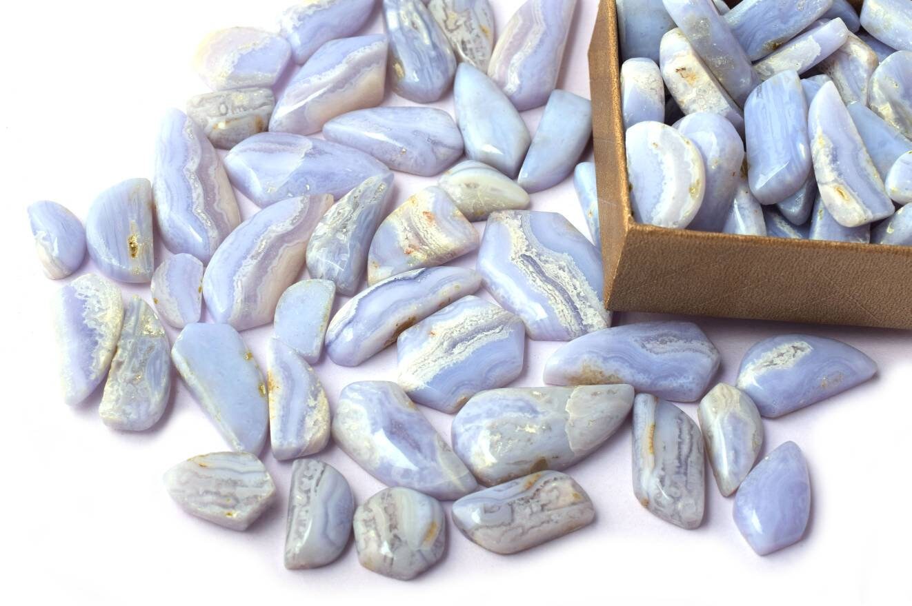 Natural Blue Lace Agate Cabochon Lot, Wholesale Gemstone, Unusual Shape For Jewellery Making, Gemstone Supply Tool, Loose Stone, Beads, Gift