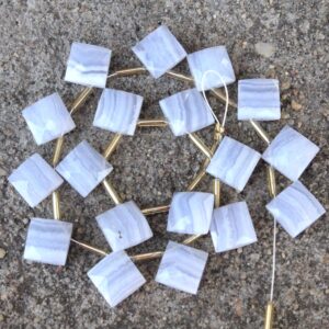 Blue Lace Agate Gemstone Faceted Briolette Beads | 10-piece Square | Size- 13x13 Mm | Jewelry Setting (c950)