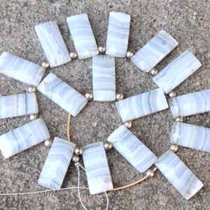 Blue Lace Agate Gemstone Faceted Briolette Beads | 10-rectangle | Size- 10x23 Mm | Jewelry Setting (c949)