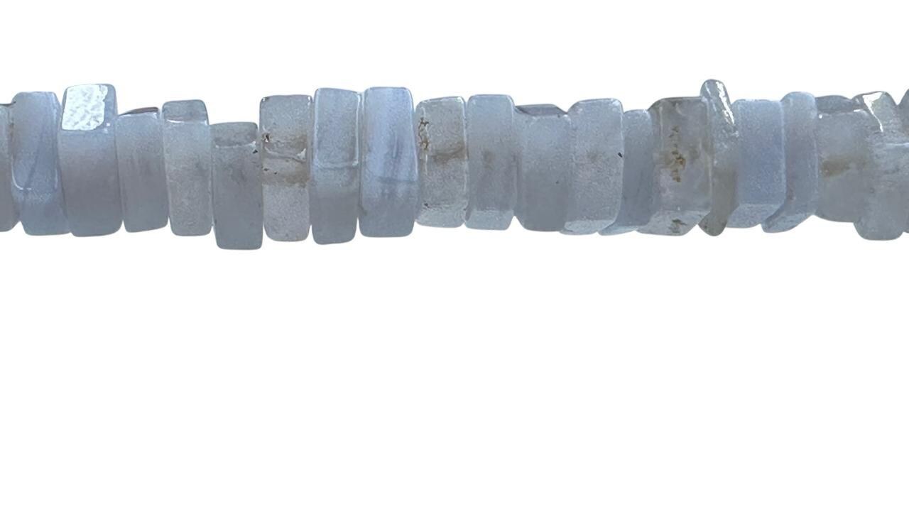 Crazy Blue Lace Agate Beads: 4 To 6mm Light Blue Square Gemstone, 8 Inch Strand
