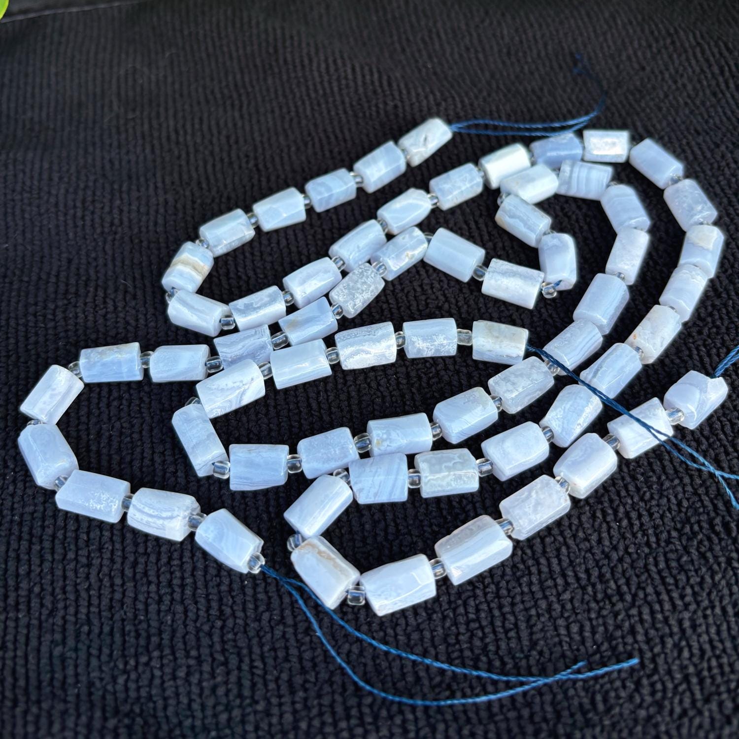 15 Inch Natural Blue Lace Agate Gemstone Faceted Cylinder Tube Beads 12x7mm Drilled Gem Stone Spacers For Diy Craft Jewelry Making