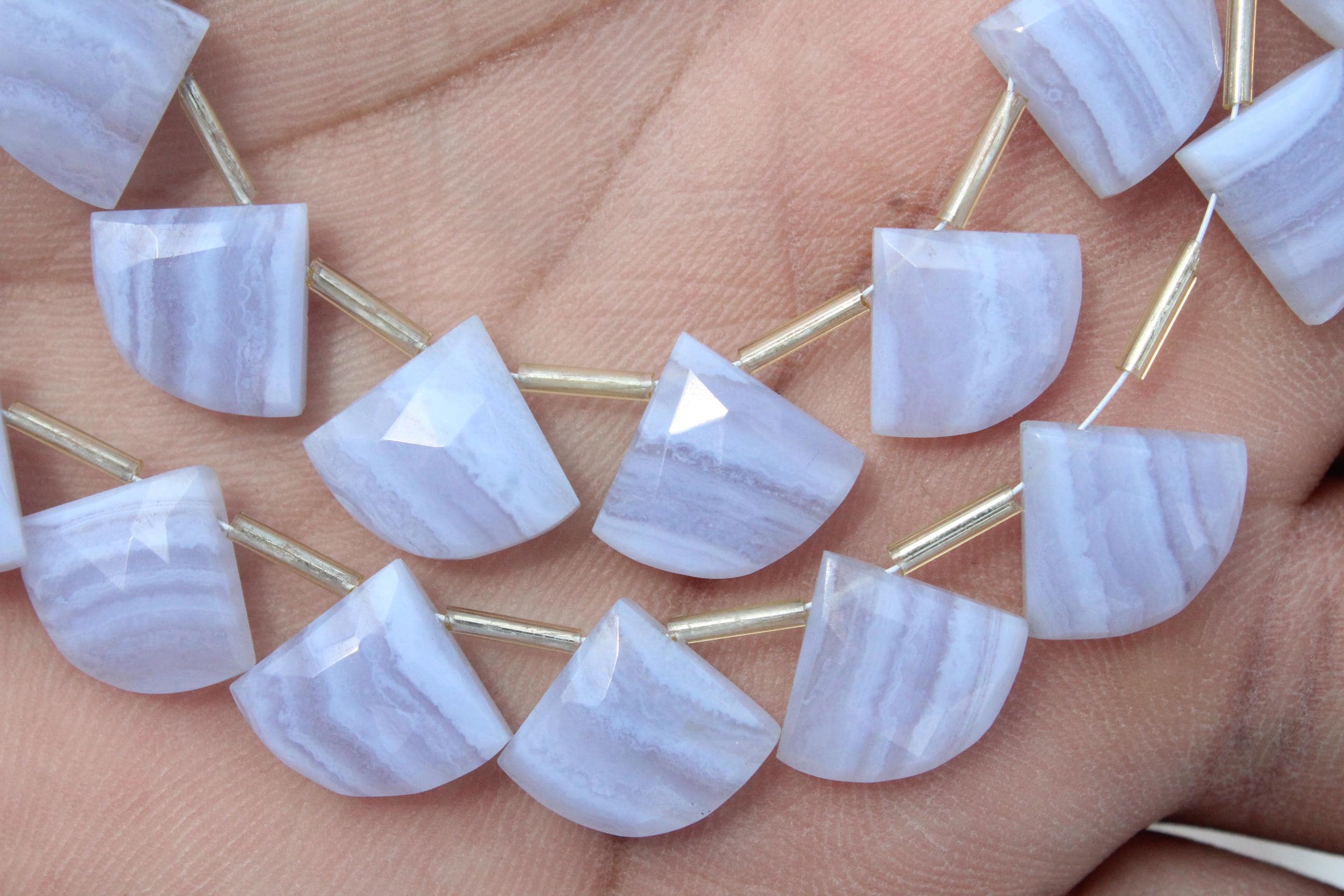Blue Lace Agate Axe Shape Briolette Beads I 10 Pieces Pairs Size - 12x14 Mm I Wholesale Briolette Beads I Gemstone For Jewelry Sale [027]
