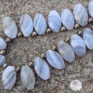 Blue Lace Agate Gemstone Faceted Briolette Beads I 12-piece Marquise-shaped I Size—13-17 Mm App. Jewelry Setting (c548)