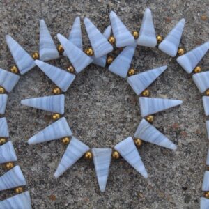 Blue Lace Agate Gemstone Smooth Briolette Beads I 10 Pieces Triangle-shaped I Size 8x16 Mm App. I Jewelry Setting [c467]