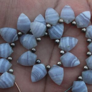 Blue Lace Agate Gemstone Faceted Briolette Beads I 10 Pieces Sparrow-shaped I Size 15--16 Mm App. I Jewelry Setting (c262)