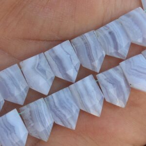 Blue Lace Agate Gemstone Faceted Briolette Beads I 10 Pieces Pentagon-shaped I Size 10x15 Mm App. I Jewelry Setting [c198]