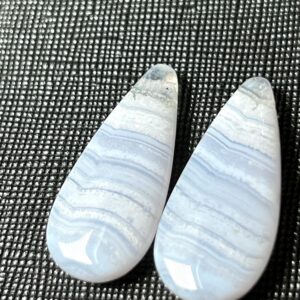 Gorgeous Blue Lace Agate Matching Long Drops With Large Drilled Hole