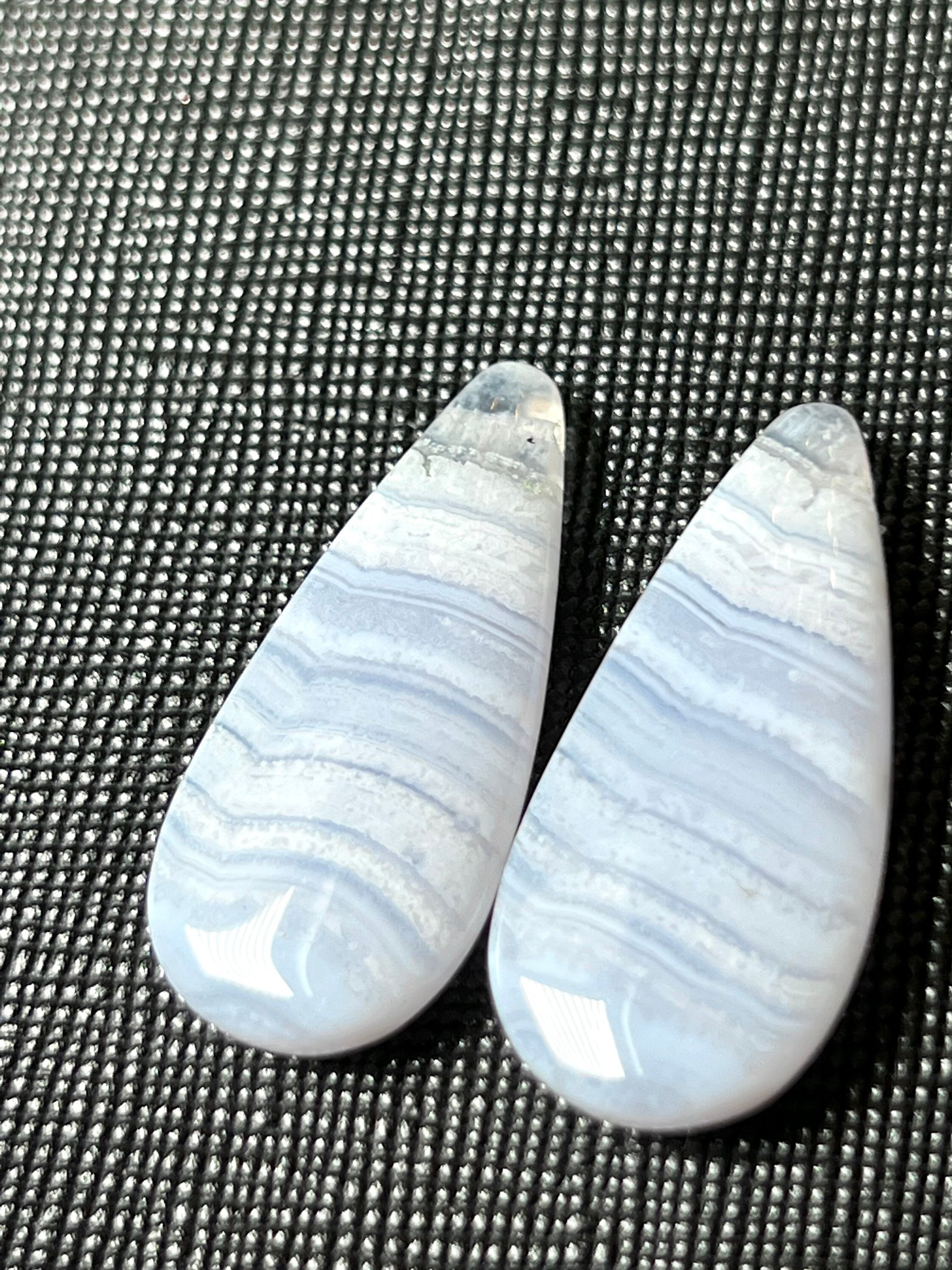 Gorgeous Blue Lace Agate Matching Long Drops With Large Drilled Hole