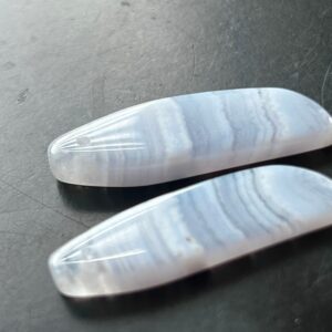 Gorgeous Blue Lace Agate Matching Long Drops With Large Drilled Hole