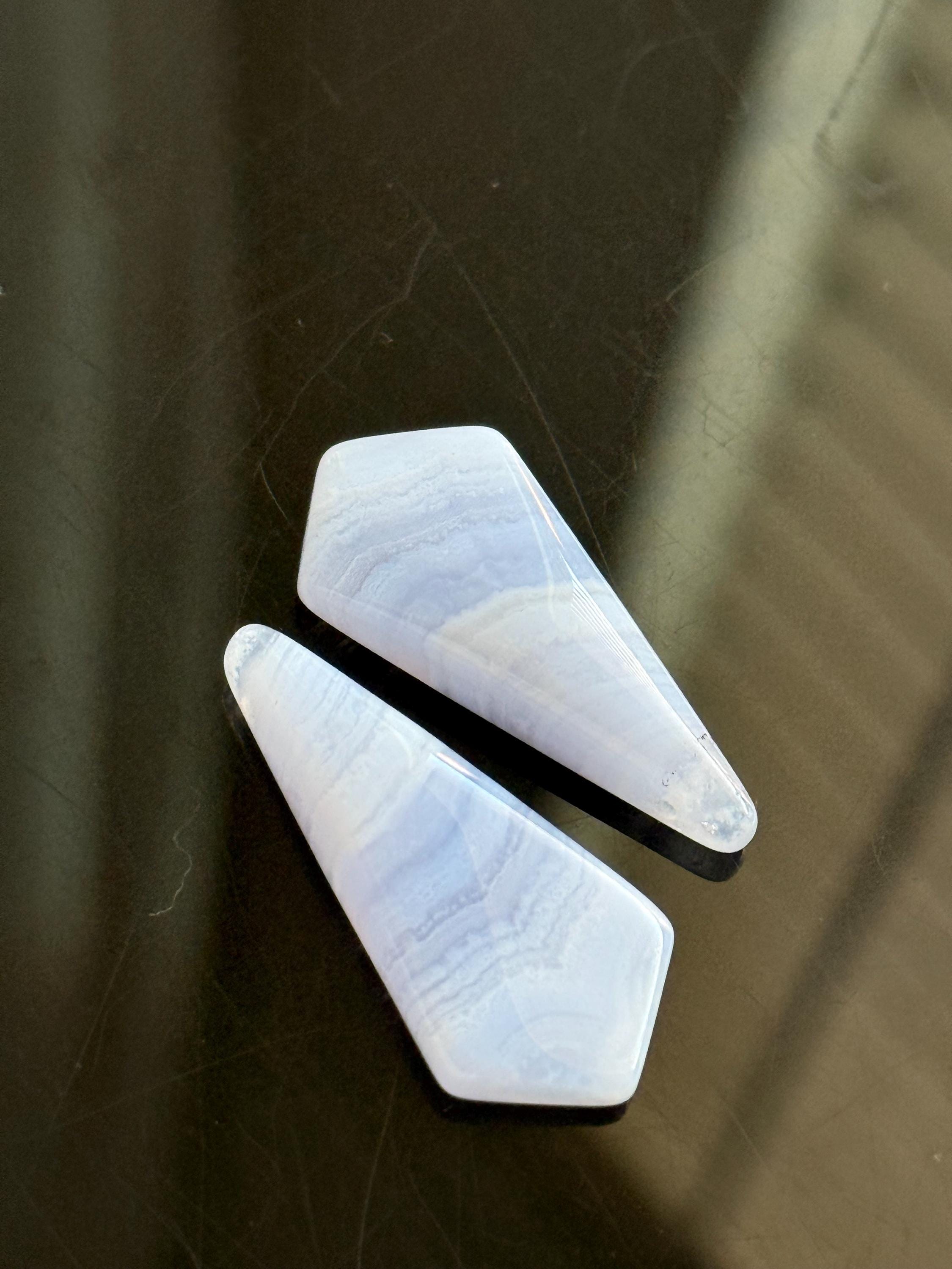 Gorgeous Blue Lace Agate Matching Tie Shaped Beads With Large Drilled Hole