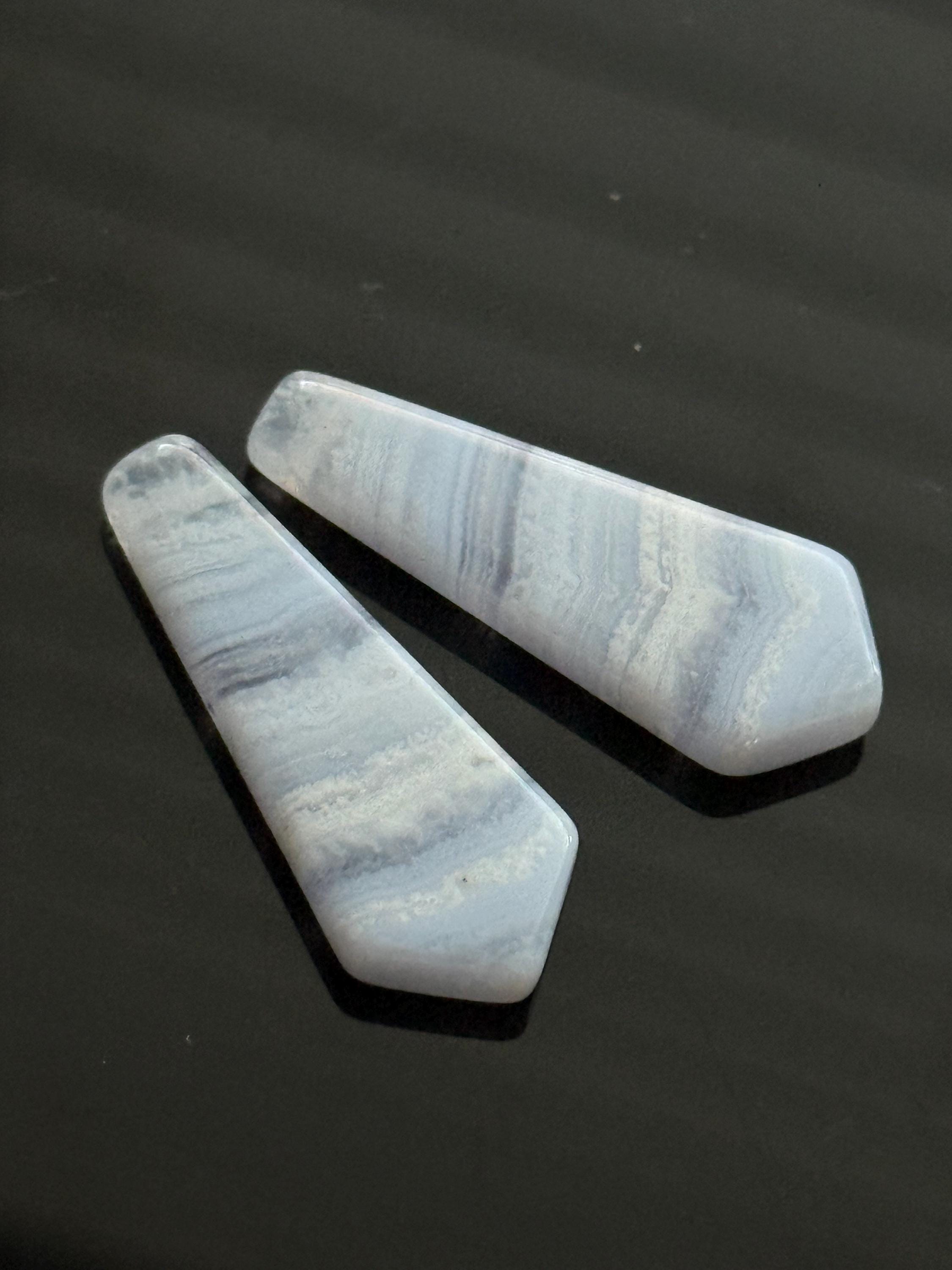 Gorgeous Blue Lace Agate Matching Tie Shaped Beads With Large Drilled Hole