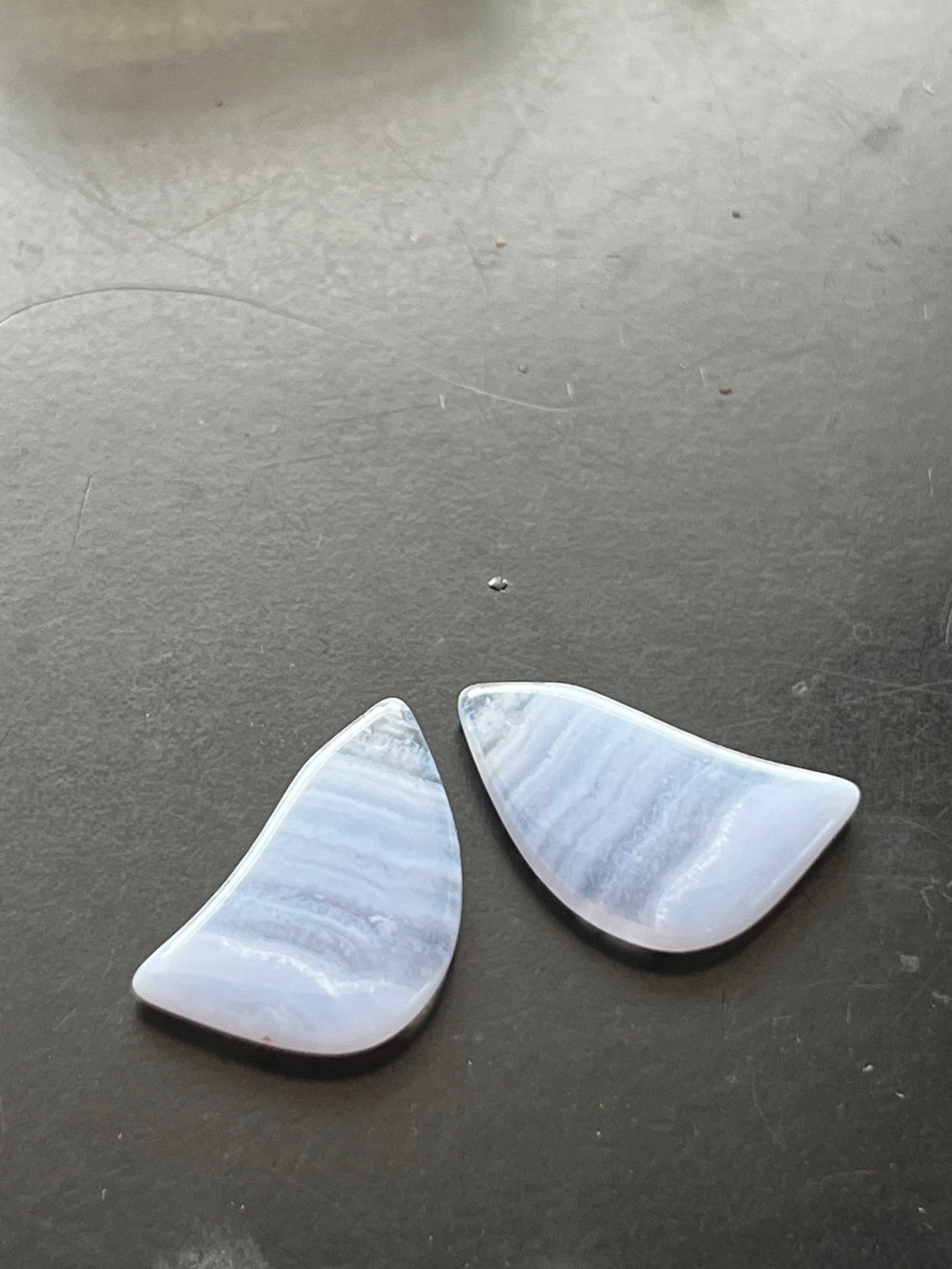 Gorgeous Blue Lace Agate Matching Birdie Drops With Large Drilled Hole