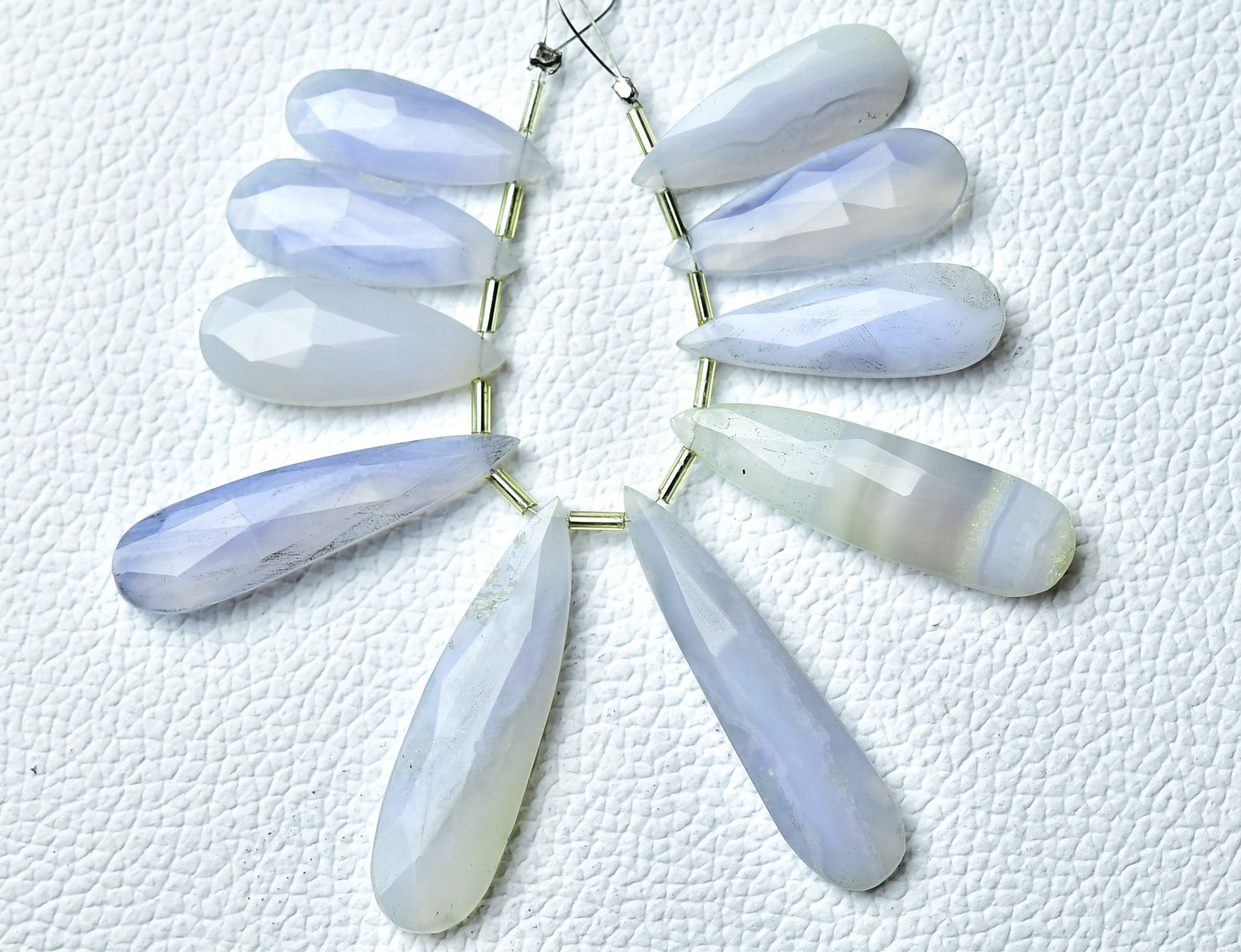 Natural Blue Lace Agate Briolettes Faceted Long Pear Briolettes Gemstone Beads Rare Blue Lace Agate Beads Jewelry Making - 10 Pcs No4877 Natural Blue Lace Agate Briolettes Faceted Long Pear Briolettes Gemstone Beads Rare Blue Lace Agate Beads Jewelry Making - 10 Pcs No4877