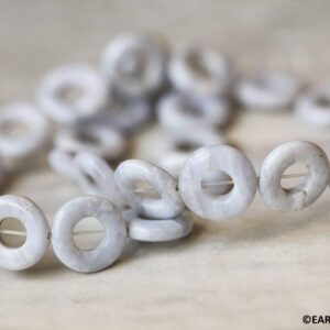 L/ Blue Lace Agate 15mm Donut Beads 15" Strand Size Varies Natural Agate Gemstone Beads For Jewelry Making
