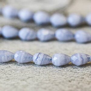 S/ Blue Lace Agate 6x9mm Faceted Teardrop Beads 16" Strand Natural Ice Blue Banded Lace Line Agate gemstone beads For Jewelry Making S/ Blue Lace Agate 6x9mm Faceted Teardrop Beads 16" Strand Natural Ice Blue Banded Lace Line Agate gemstone beads For Jewelry Making