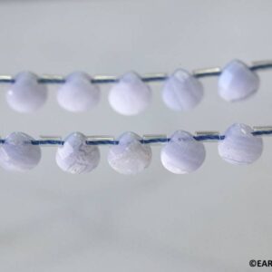 S/ Blue Lace Agate 6x6mm Flat Pear Briolette Beads 16" Strand Natural Gemstone For Jewelry Making