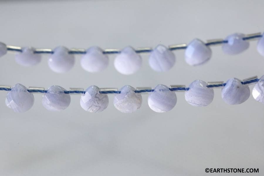 S/ Blue Lace Agate 6x6mm Flat Pear Briolette Beads 16" Strand Natural Gemstone For Jewelry Making
