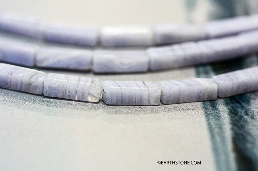 Blue Lace Agate 4x13mm Rectangle Beads 16" Strand