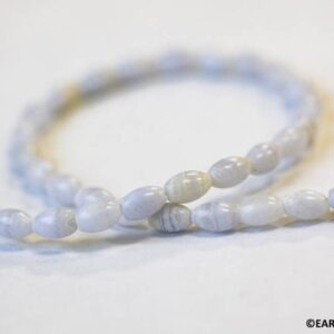 S/ Blue Lace Agate 4x6mm/ 5x12mm Oval Rice Beads 15.5" Strand Natural Pale Blue Agate Gemstone Beads For Jewelry Making