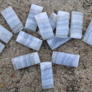 Blue Lace Agate Gemstone Faceted Briolette Beads | 10-piece Rectangle | Size- 11x24 Mm | Jewelry Setting (c753)