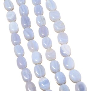 Blue Lace Agate Plain Oval Beads, 12mm to 13mm/14mm to 15mm Light Blue Lace Agate Gemstone Beads, 8 Inch Strand, GDS2202