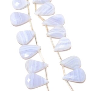 Blue Lace Agate Fancy Cut Briolette Beads, 15-20mm/19-24mm Smooth Light Blue Lace Agate Gemstone Beads, 8 Inch Strand, GDS2199