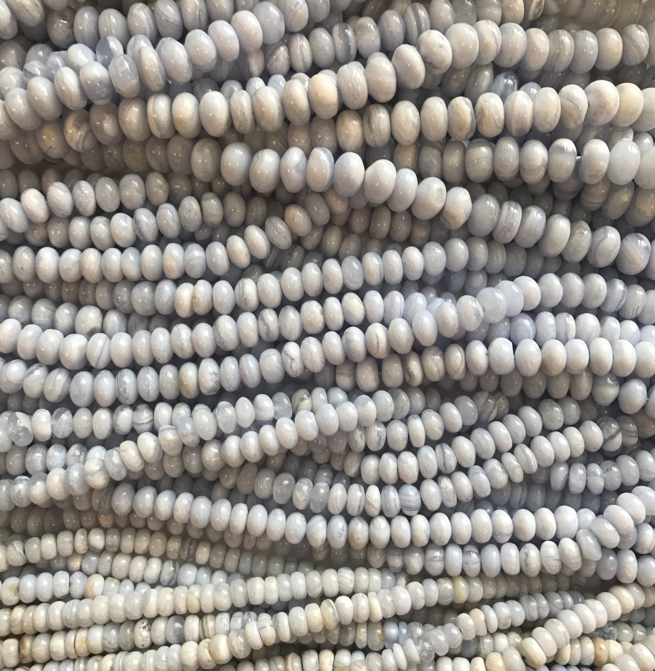 Blue Lace Agate 6mm 7mm 8mm 10mm Rondell Beads --15.5 Inch Blue Lace Agate Gemstone Bead