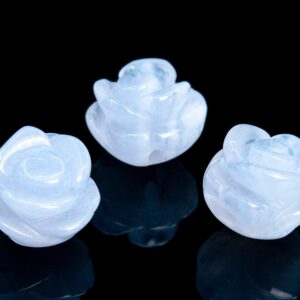 5 Pcs - 8mm Blue Lace Agate Beads Grade Aaa Genuine Natural Rose Carved Gemstone Flower Beads (112561)