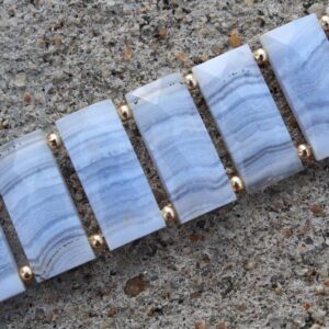 Blue Lace Agate Gemstone Faceted Briolette Beads | 10-piece Rectangle | Size- 19-20 Mm | Jewelry Setting (c868)