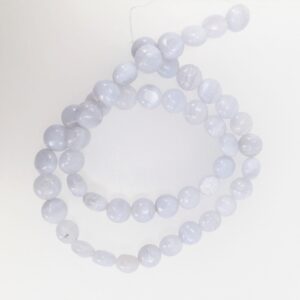 Blue lace agate coin beads 8.5mm. Natural blue lace agate smooth beads 7.5''