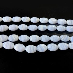 Blue lace agate oval beads 10x14mm 7.5''. High-quality Natural blue lace agate beads. Genuine Icy blue gemstone beads. Old stock from 2000