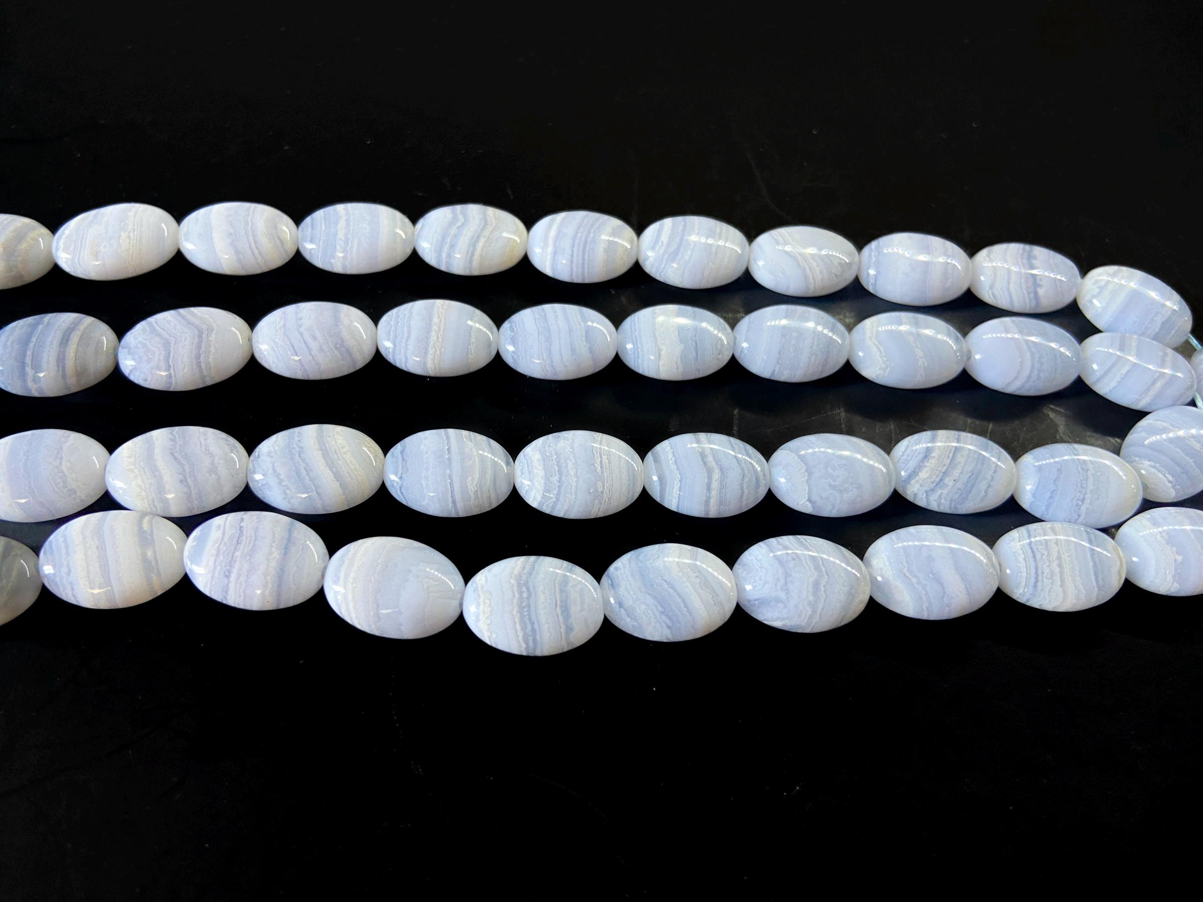 Blue Lace Agate Oval Beads 10x14mm 7.5''. High-quality Natural Blue Lace Agate Beads. Genuine Icy Blue Gemstone Beads. Old Stock From 2000