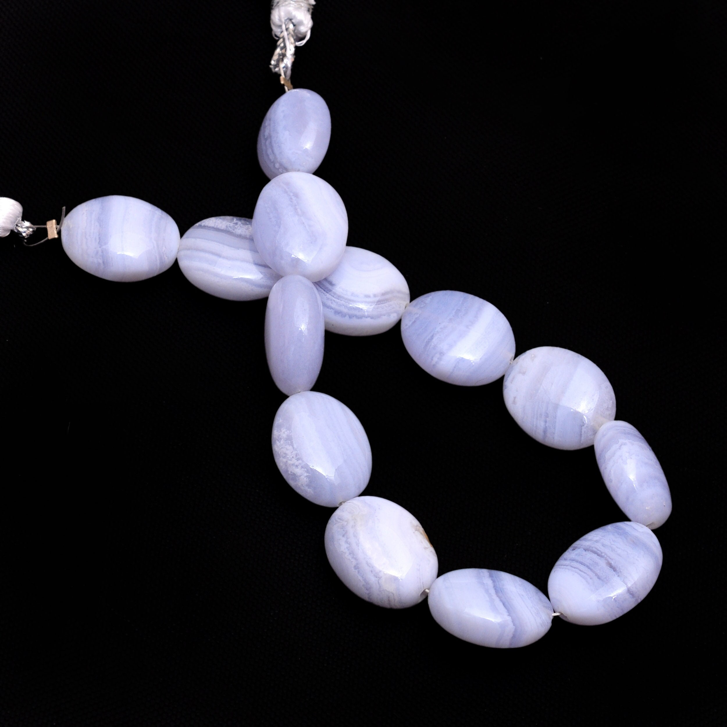 Natural Blue Lace Agate Gemstone Oval Smooth Beads | Blue Agate Semi Precious Gemstone Loose Fancy Beads For Jewelry | 7inch Strand Natural Blue Lace Agate Gemstone Oval Smooth Beads | Blue Agate Semi Precious Gemstone Loose Fancy Beads For Jewelry | 7inch Strand