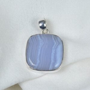 Blue Lace Agate 925 Sterling Silver Square Pendant