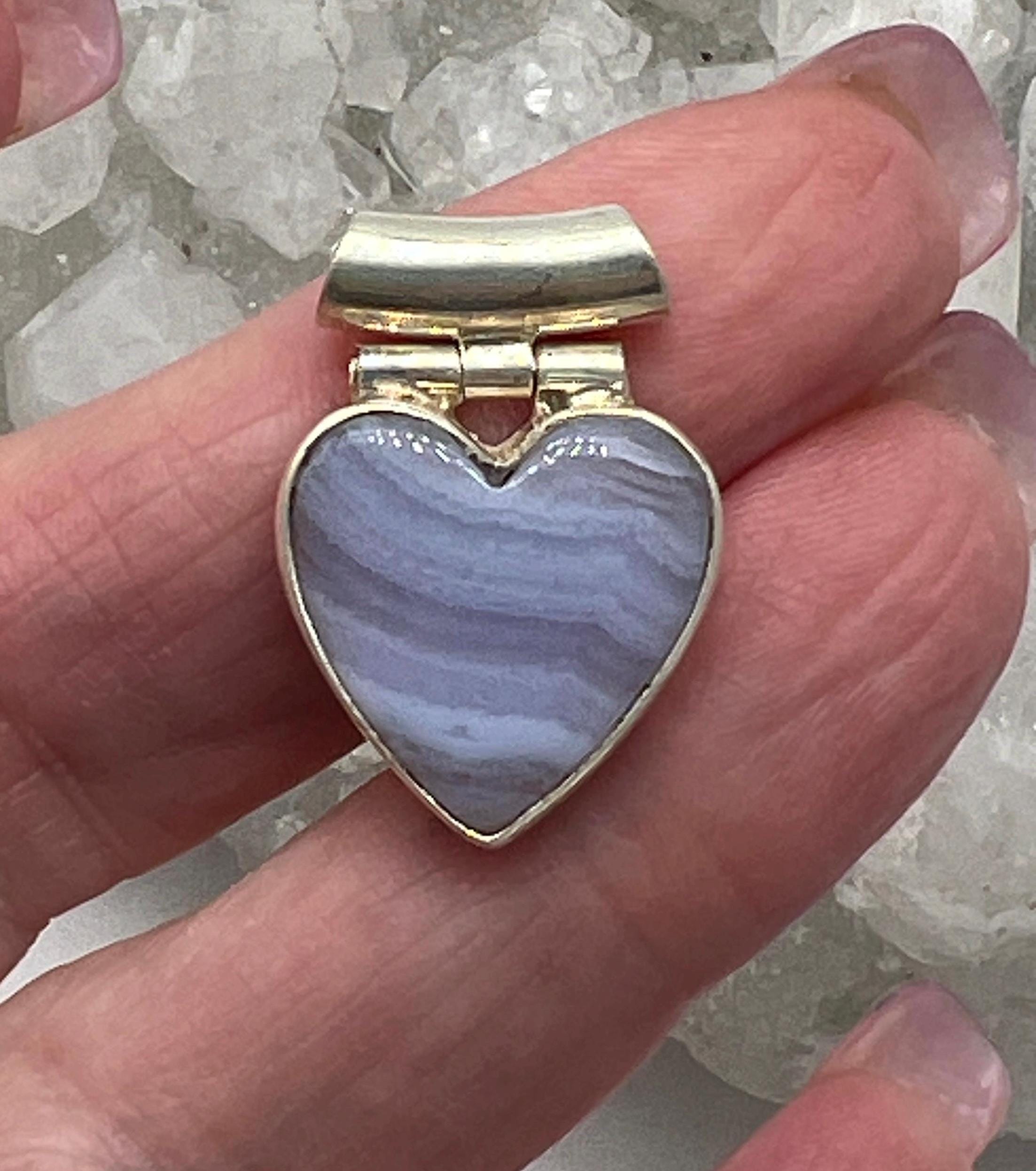 Beautiful Blue Lace Agate Heart Pendant Beautiful Blue Lace Agate Heart Pendant
