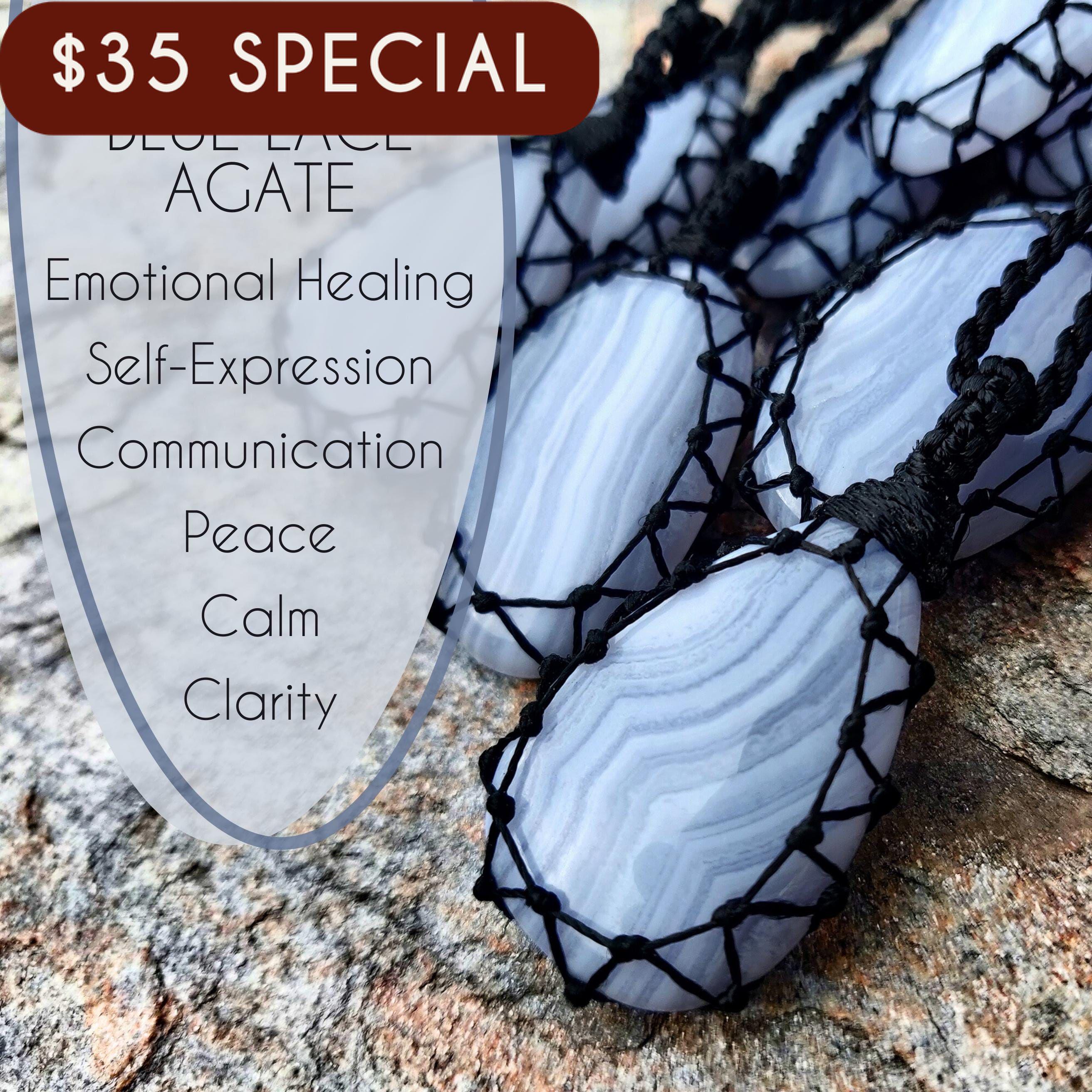 High-quality Blue Lace Agate Necklace, Blue Agate Pendant, Negativity & Anxiety Relief Crystal Jewelry, Relaxation Gifts For Birthday