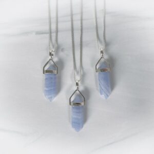 Blue Lace Agate Necklace, Blue Lace Agate Crystal, Raw Blue Lace Agate, Real Agate, Sterling Blue Lace Agate Pendant, Gemstone Appeal, GSA