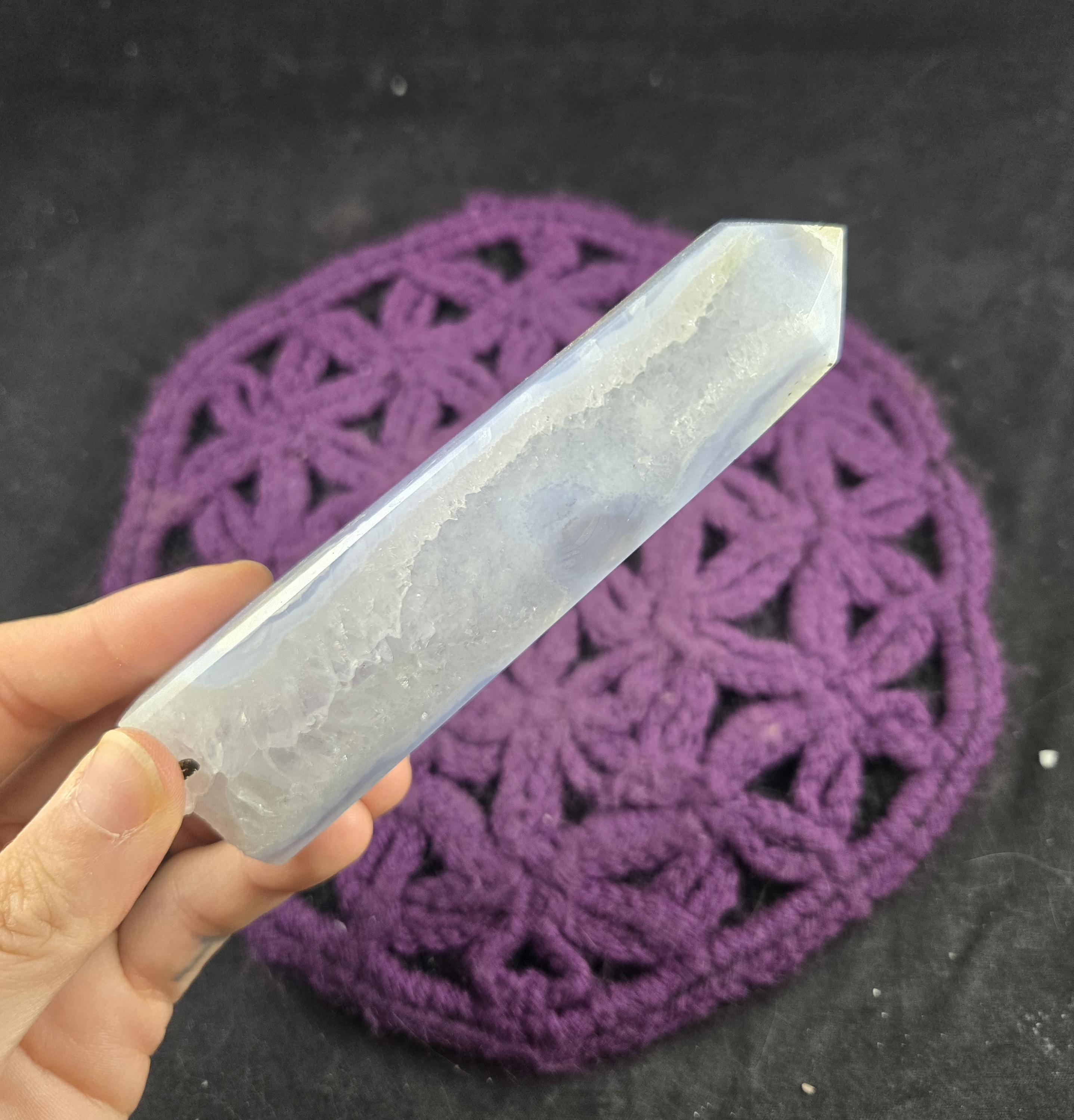 Blue Lace Agate Polished Point Healing Stones Generator Tower Crystal Self Standing Crystal Obelisk