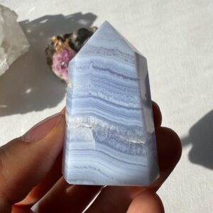 Polished Blue Lace Agate Crystal Tower (5cm)