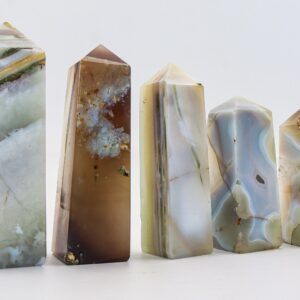 150MM Blue Lace Agate Crystal Obelisk : Fragmented Membrane Agate 4 Faceted Tower