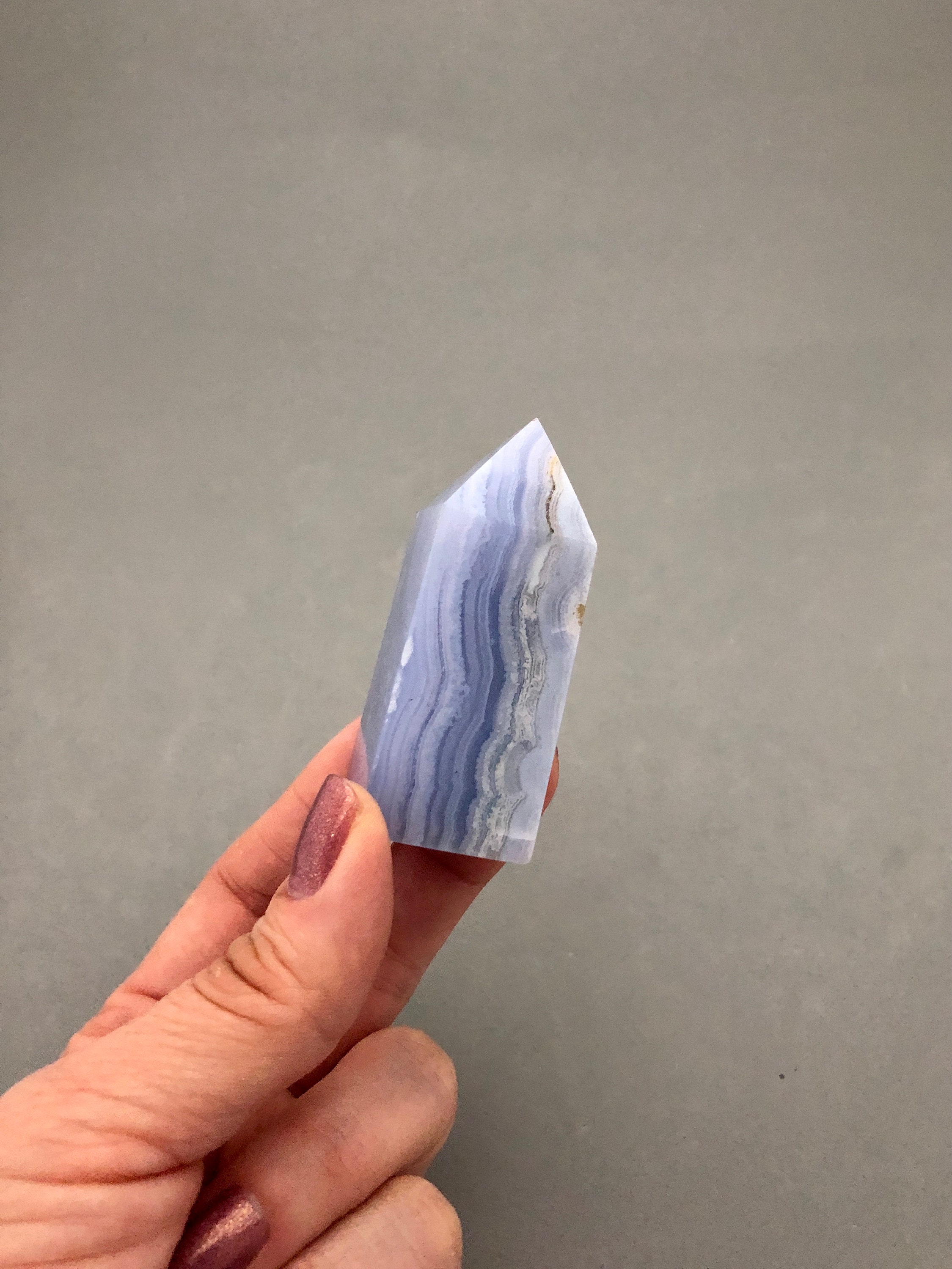 Blue Lace Agate Obelisk Point (2.5" Tall) Crystal Grid Throat Chakra Crystal Gift Idea Crystal Angelic Connection Metaphysical Gift Idea Her