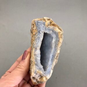 Druzy Blue Lace Agate Specimen (3 15/16") for Crystal Grids, Throat Chakra, Crystal Magi Witch Tool, Metaphysical Crystal Rough, Angel Stone