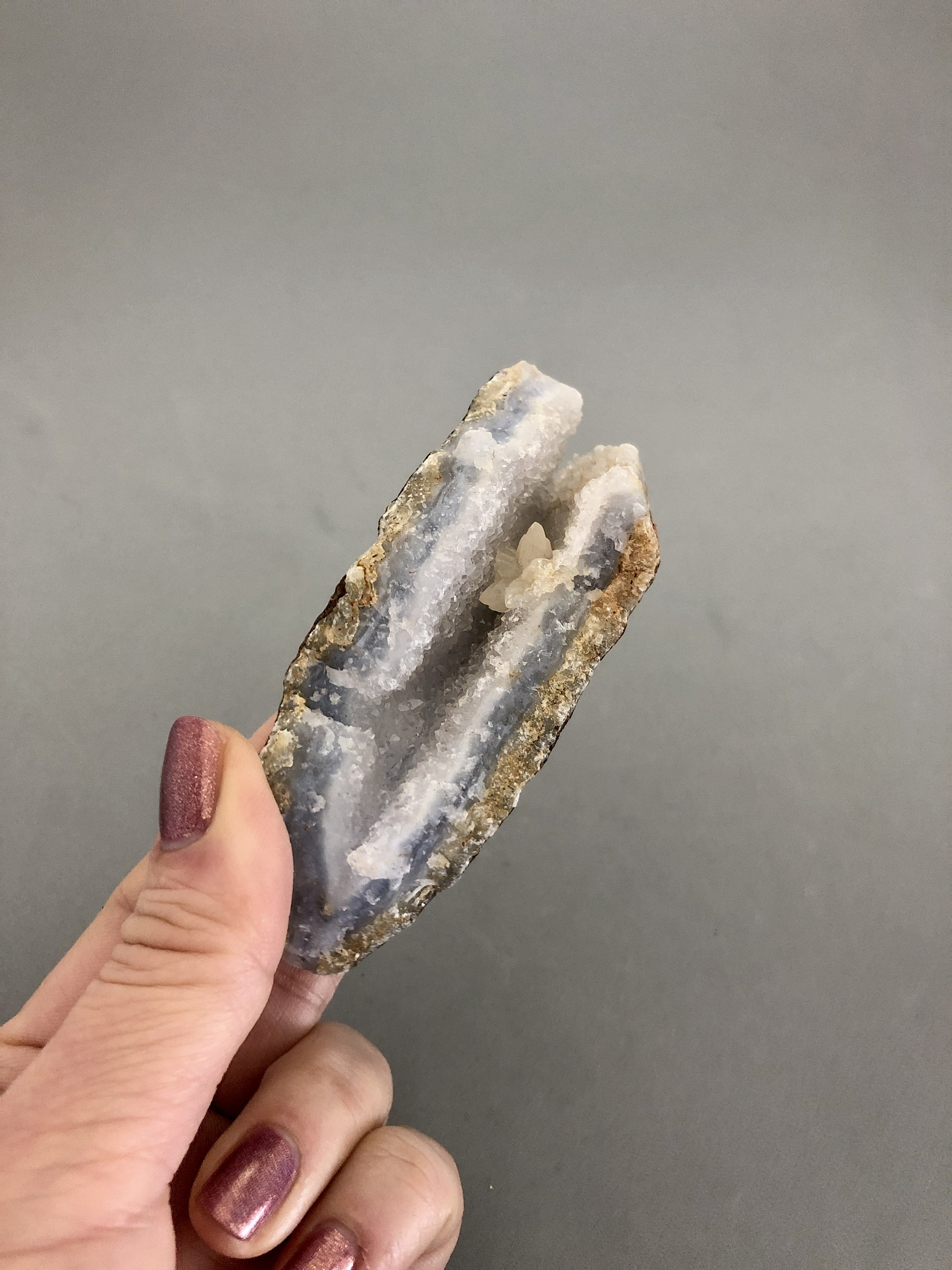 Druzy Blue Lace Agate Specimen (2 5/8") For Crystal Grids, Throat Chakra, Crystal Magic Witch Tool, Metaphysical Specimen Rough, Angel Stone