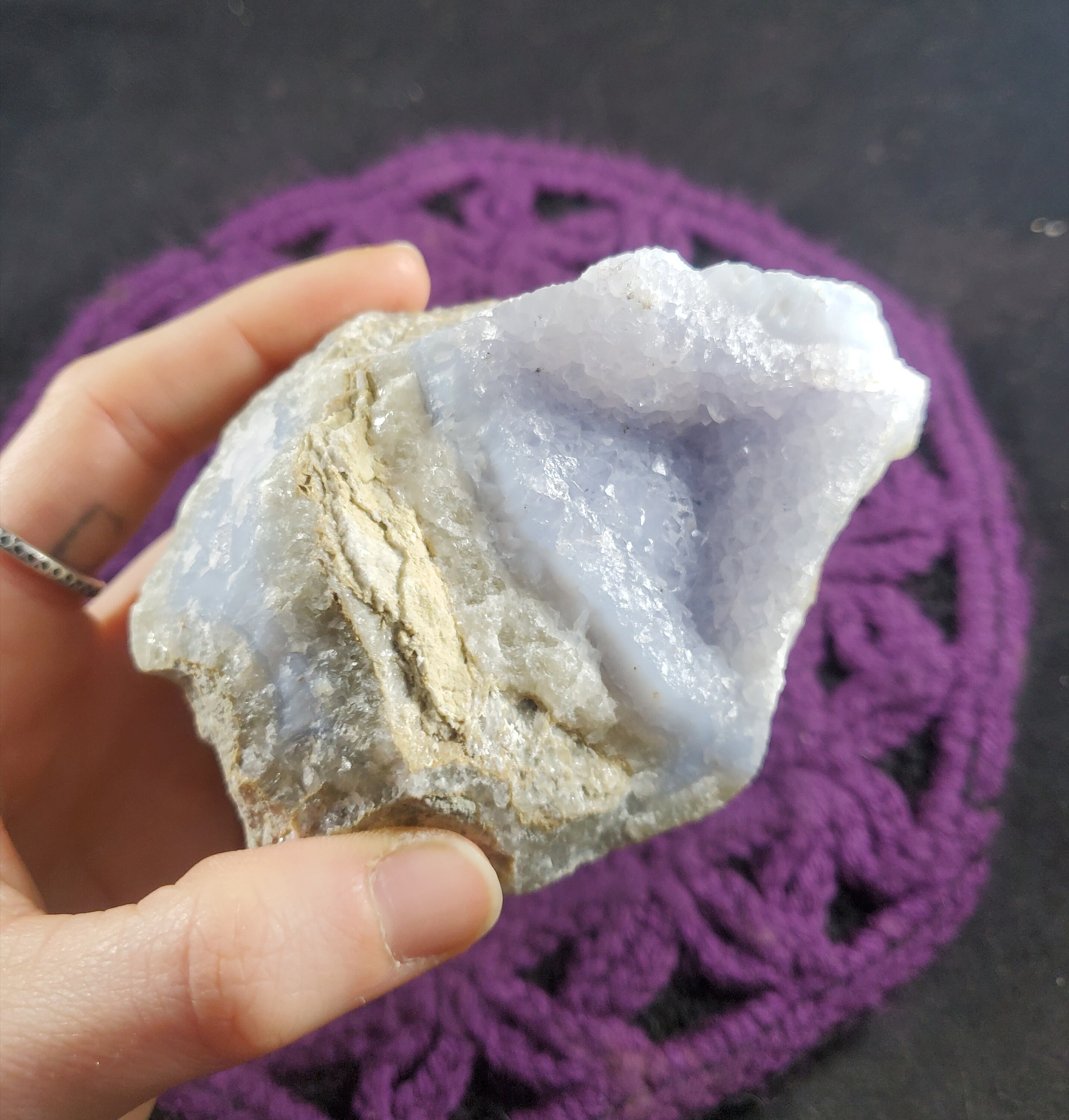 Blue Lace Agate Geode Raw Natural Crystal Matrix Light Druzy Malawi Africa Rough Stone