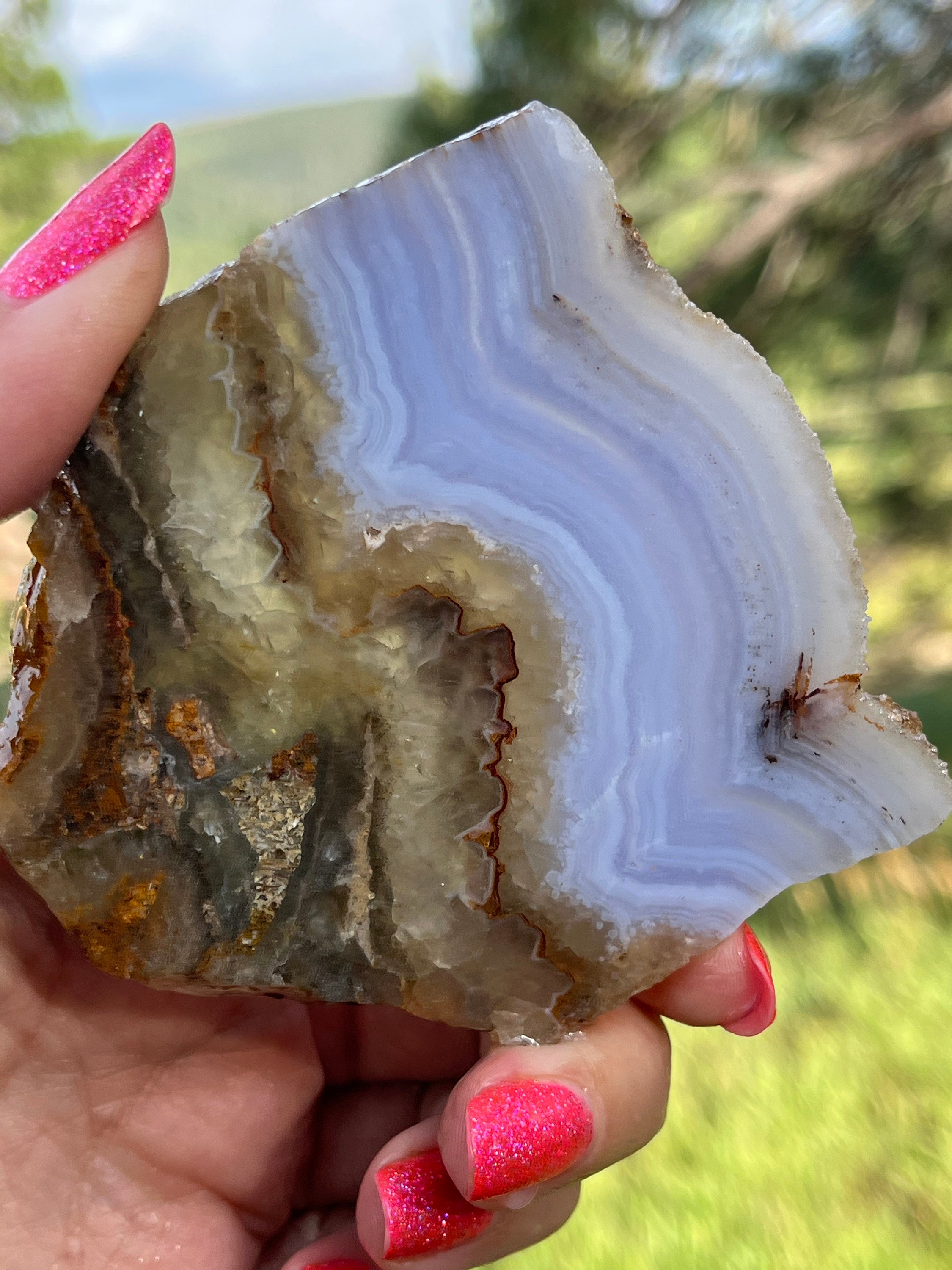 Blue Lace Agate Rough Natural Stone Not Polished For Cabbing